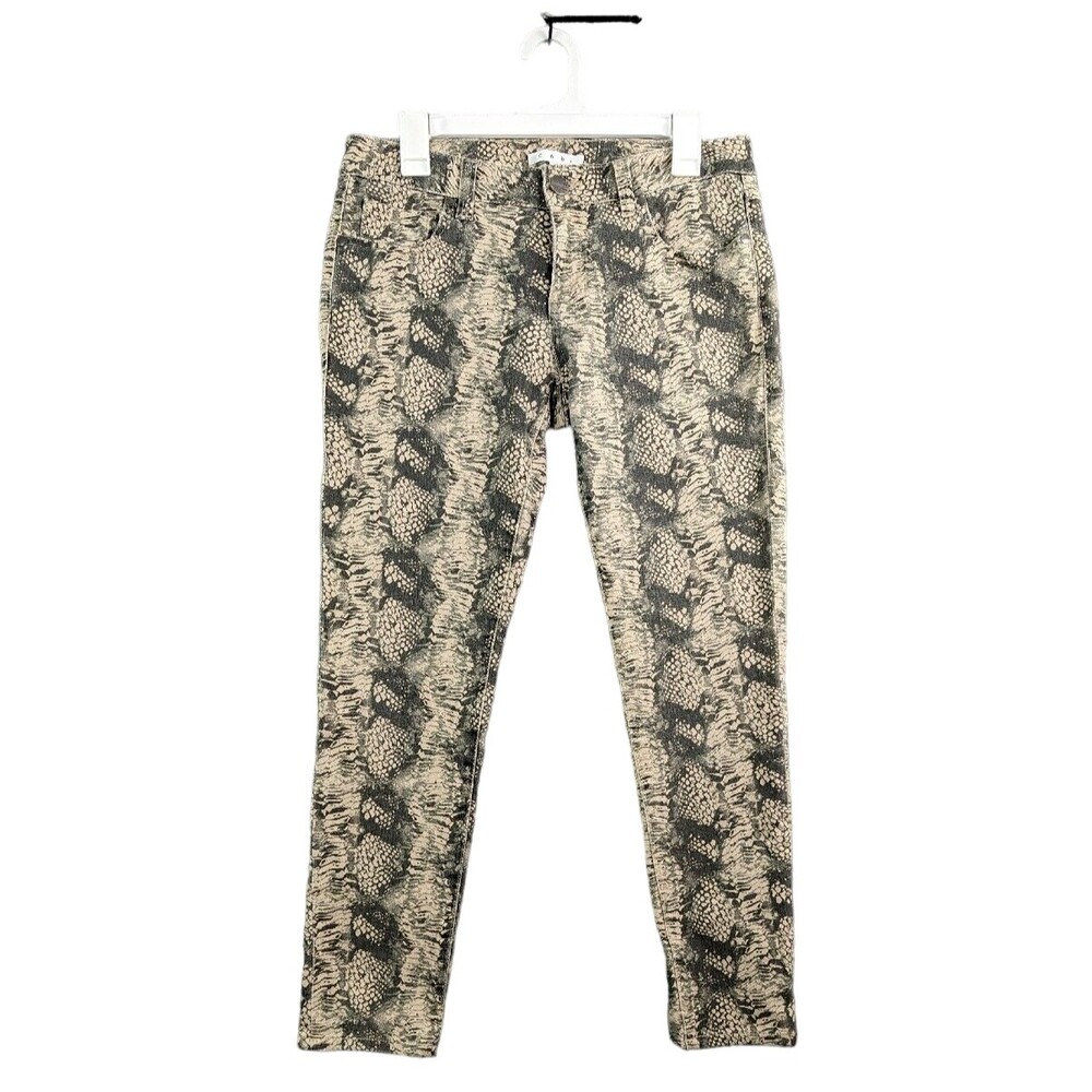 CABI #958 Tan Black Diamondback Snake Reptile Print Skinny Stretch Jeans SIZE 6